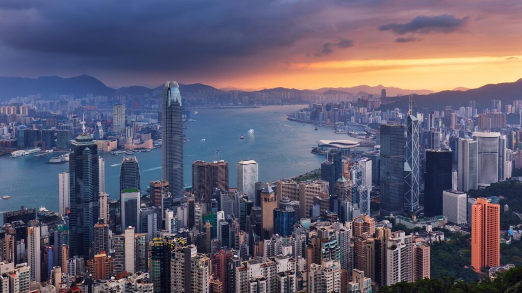 Victoria Peak skyline view over Hong Kong