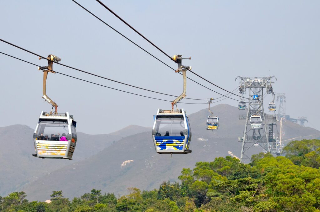 Ngong Ping 360 cable car above Lantau Island