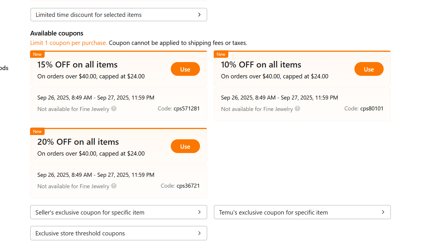 Temu $40 Off Coupon