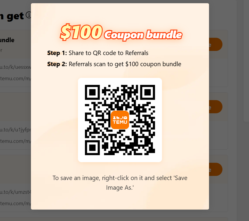 Temu $100 Coupon Bundle